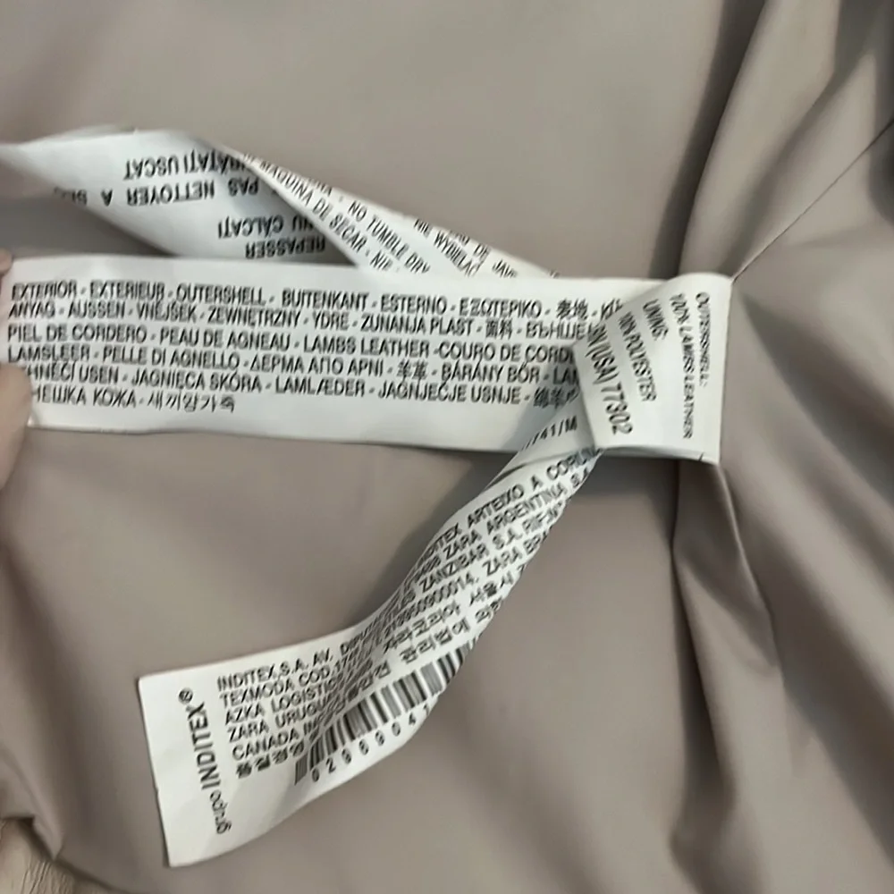 Zara Cream Studded Lambskin Moto Jacket EUC Size Medium - Picture 3 of 5